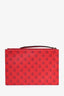 Gucci Ghost Red Skull Print Leather Zip Pouch