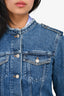 Alexander McQueen Blue Denim Cropped 3/4 Sleeve Jacket Size 40 (As Is)