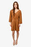 Vince Brown Suede Leather V Neck Dress Size L