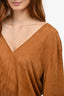 Vince Brown Suede Leather V Neck Dress Size L