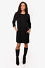 Vince Black Wool/Silk Boot Neck 3/4 Sleeve Dress Size L