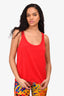 Escada Red Silk/Cashmere Round Neck Vest Top Size 42