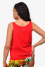 Escada Red Silk/Cashmere Round Neck Vest Top Size 42