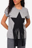 Stella McCartney Grey Star Fringe Patched T-Shirt Size 40