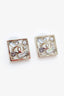 Chanel Gold Tone Crystal/Pearl Square 'CC' Earrings