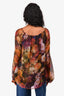 Haute Hippie Brown/Orange Floral Silk Blouse Size L