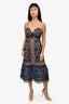 Self-Portrait Navy Blue/Nude Floral Lace Tiered Strappy Dress Size 8 US