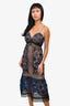 Self-Portrait Navy Blue/Nude Floral Lace Tiered Strappy Dress Size 8 US