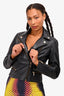 Karl Lagerfeld Black Leather Moto Jacket with Gold Hardware Size 40 IT