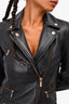 Karl Lagerfeld Black Leather Moto Jacket with Gold Hardware Size 40 IT