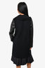 Vince Black Wool Coat with Leather Sleeves Size M