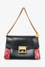 Givenchy Black Leather Red Snake Printed Sides GV3 Chain Bag