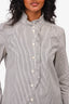 Frame White/Grey Striped Cotton Ruffle Collar Button-Up Top Size XS