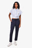 Max Mara Navy Blue High Waisted Straight Leg Trousers Est. Size M