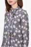 Equipment Grey Silk Floral Print Blouse Size S