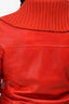 Mackage Brick Red Leather 'Krysta' Jacket with Knit Trim Size S