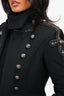 Pierre Balmain Black Wool 3/4 Sleeve Crystal Embellished Military Blazer Size 38