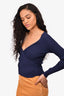 Jonathan Simkhai Navy Ribbed Top Size S