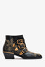 Chloe Black Leather Gold Tone Studded Susanna Ankle Boots Size 36