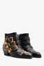 Chloe Black Leather Gold Tone Studded Susanna Ankle Boots Size 36