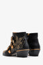 Chloe Black Leather Gold Tone Studded Susanna Ankle Boots Size 36