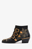 Chloe Black Leather Gold Tone Studded Susanna Ankle Boots Size 36