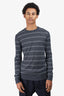 Theory Grey Merino Wool Stripped Long-Sleeve Sweater Size S Mens