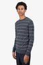 Theory Grey Merino Wool Stripped Long-Sleeve Sweater Size S Mens