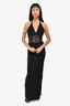 Musier Black Lace Detail Maxi 'Linda' Halter Dress Size 42