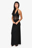 Musier Black Lace Detail Maxi 'Linda' Halter Dress Size 42