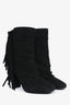 Giuseppe Zanotti Black Suede Fringe Heeled Boots Size 38