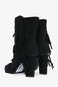 Giuseppe Zanotti Black Suede Fringe Heeled Boots Size 38