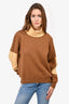 Victoria Beckham Brown Two-Tone Wool Blend Mock Neck Sweater Size M