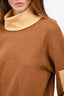 Victoria Beckham Brown Two-Tone Wool Blend Mock Neck Sweater Size M