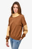 Victoria Beckham Brown Two-Tone Wool Blend Mock Neck Sweater Size M