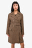 Weekend Max Mara Brown Cotton/Wool Double Breasted Coat With Belt Size 4 US