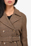 Weekend Max Mara Brown Cotton/Wool Double Breasted Coat With Belt Size 4 US