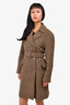 Weekend Max Mara Brown Cotton/Wool Double Breasted Coat With Belt Size 4 US