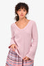 Minnie Rose Pink Ribbed Cashmere V-Neck Sweater Size S