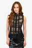 Simone Rocha Black Mesh Tinsel Sleeveless Top Size 4