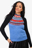 Maje Blue/Black Patterned Knit Sweater Size 2