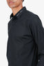 Christian Dior Black Letter Embroidery Collar Long-Sleeve Shirt Size 39 Mens