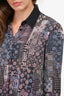 Versace Purple/Black Patterned Silk Button Down Top Size 38