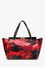 Valentino Red Camouflage Canvas/Leather Rockstud Tote Bag with Strap