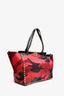 Valentino Red Camouflage Canvas/Leather Rockstud Tote Bag with Strap