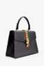 Gucci Black Leather Web Detail Sylvie Top Handle With Strap