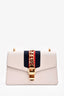 Gucci White Leather Small Web Detail Sylvie Bag With Strap