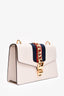 Gucci White Leather Small Web Detail Sylvie Bag With Strap