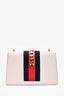 Gucci White Leather Small Web Detail Sylvie Bag With Strap