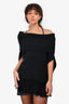 Agnona Black Cashmere Cowl Neck Fringe Top O/S